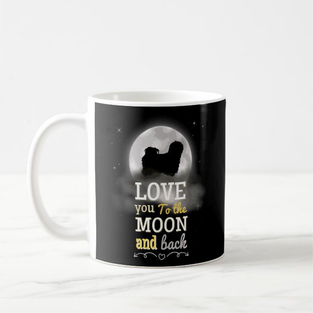Lhasa Apso Dog Love To The Moon Coffee Mug (Left)
