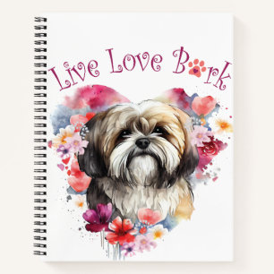 Lhasa Apso Dog Mom Floral Notebook