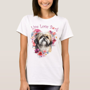 Lhasa Apso Dog Mom Floral T-Shirt