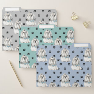 Lhasa Apso Dog Paw Prints Pattern File Folder