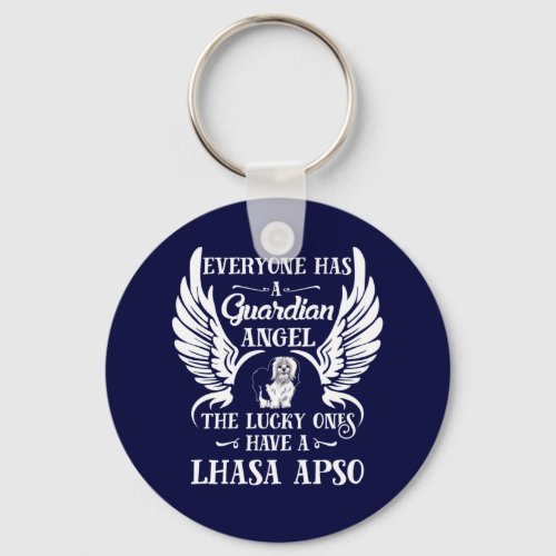 Lhasa Apso dog pet guardian angel Keychain