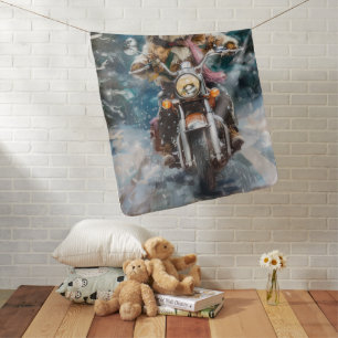 Lhasa Apso Dog Riding Motorcycle Christmas Baby Blanket