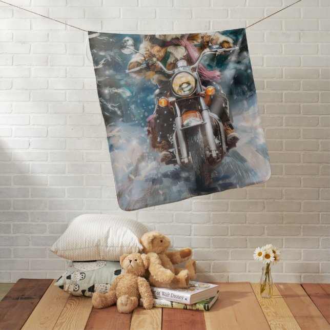 Lhasa Apso Dog Riding Motorcycle Christmas  Baby Blanket (In Situ)
