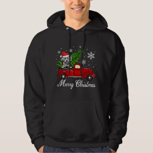 Lhasa Apso Dog Riding Red Truck Merry Christmas De Hoodie