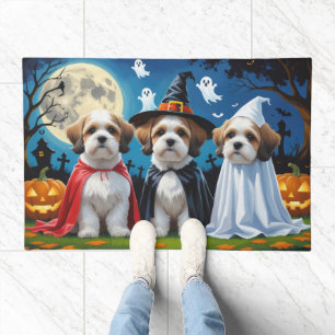 Lhasa Apso Dogs Pumpkin Halloween Funny  Doormat