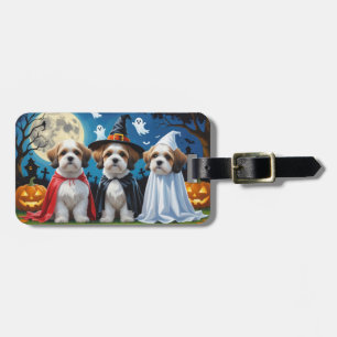 Lhasa Apso Dogs Pumpkin Halloween Funny  Luggage Tag