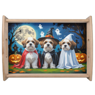 Lhasa Apso Dogs Pumpkin Halloween Funny  Serving Tray