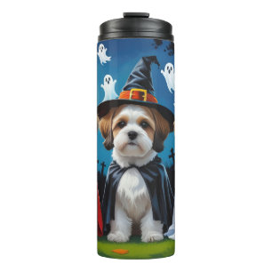 Lhasa Apso Dogs Pumpkin Halloween Funny Thermal Tumbler