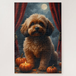 Lhasa Apso Gothic Halloween Portrait Art Jigsaw Puzzle