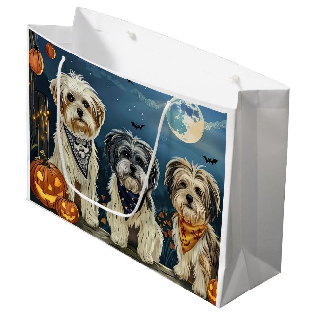 Lhasa Apso Halloween Spooky  Large Gift Bag (Front Angled)