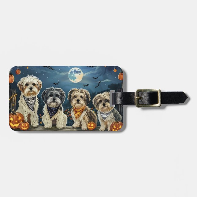 Lhasa Apso Halloween Spooky  Luggage Tag (Front Horizontal)