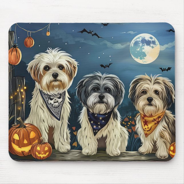 Lhasa Apso Halloween Spooky  Mouse Pad (Front)