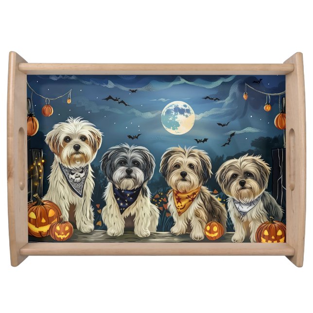 Lhasa Apso Halloween Spooky  Serving Tray (Front)