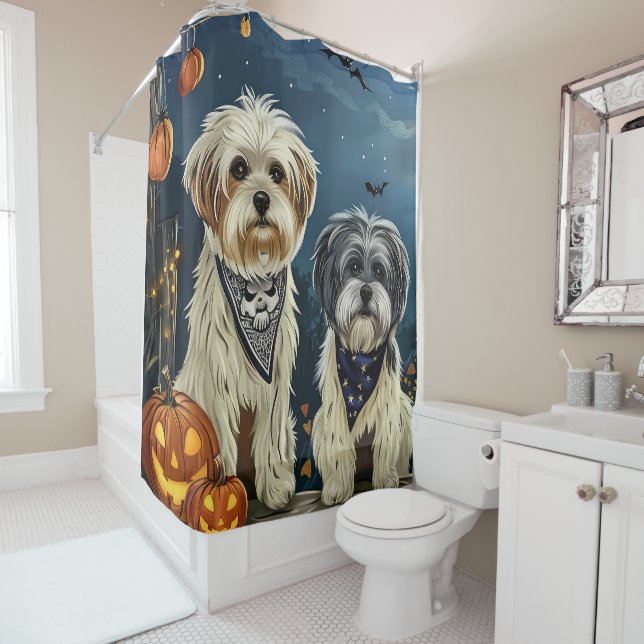 Lhasa Apso Halloween Spooky  Shower Curtain (In Situ)