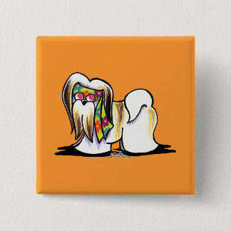 Lhasa Apso Hippie Pinback Button