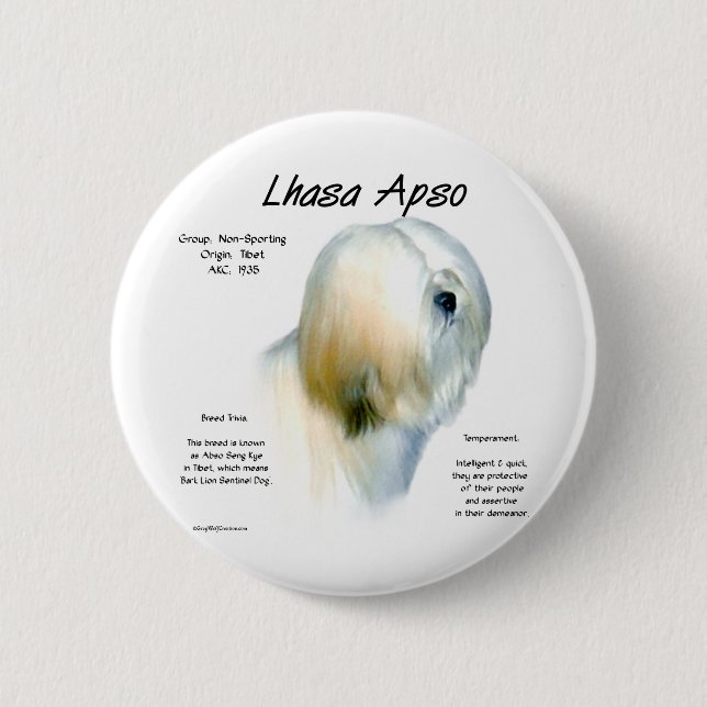 Lhasa Apso History Design Button (Front)