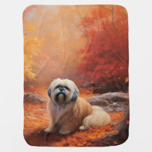 Lhasa Apso in Autumn Leaves Fall Inspire Baby Blanket