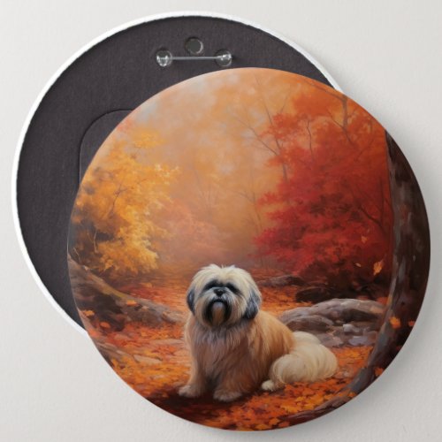 Lhasa Apso in Autumn Leaves Fall Inspire Button