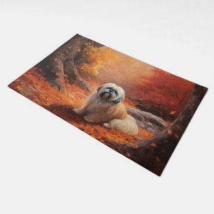 Lhasa Apso in Autumn Leaves Fall Inspire Doormat