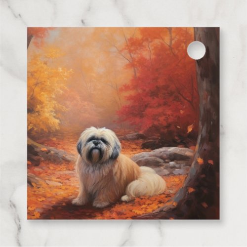 Lhasa Apso in Autumn Leaves Fall Inspire Favor Tags