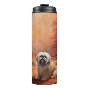 Lhasa Apso in Autumn Leaves Fall Inspire Thermal Tumbler