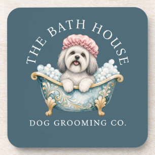 Lhasa Apso In Bath Cute Dog Groomer Coaster