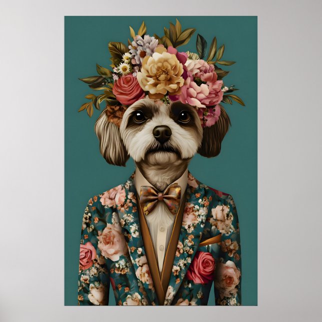 Lhasa Apso In Suit Poster, Lhasa Apso Portrait Poster (Front)