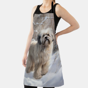 Lhasa Apso Let It Snow Christmas Apron