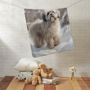 Lhasa Apso Let It Snow Christmas  Baby Blanket