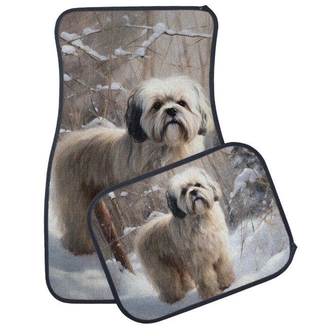Lhasa Apso Let It Snow Christmas  Car Floor Mat (Set)