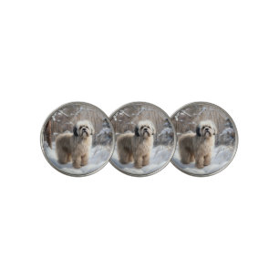 Lhasa Apso Let It Snow Christmas Golf Ball Marker