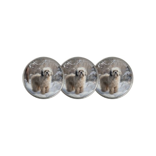Lhasa Apso Let It Snow Christmas  Golf Ball Marker