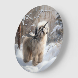 Lhasa Apso Let It Snow Christmas Large Clock