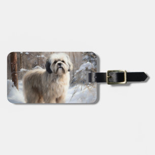 Lhasa Apso Let It Snow Christmas Luggage Tag