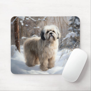 Lhasa Apso Let It Snow Christmas Mouse Pad