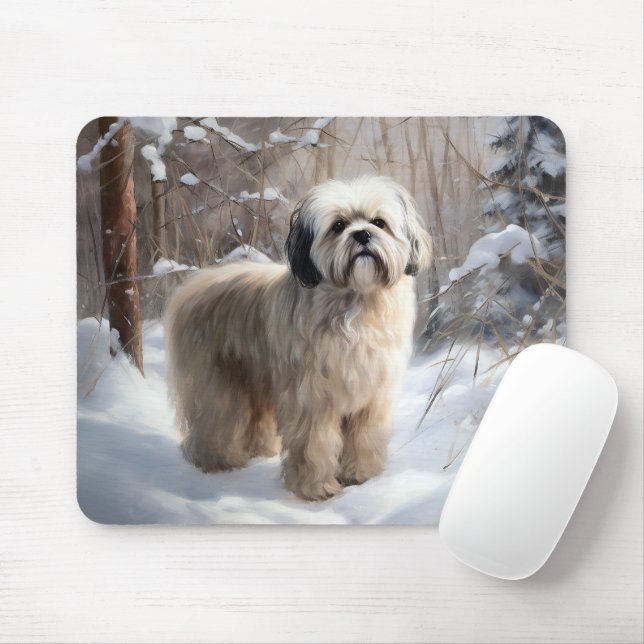 Lhasa Apso Let It Snow Christmas  Mouse Pad (With Mouse)