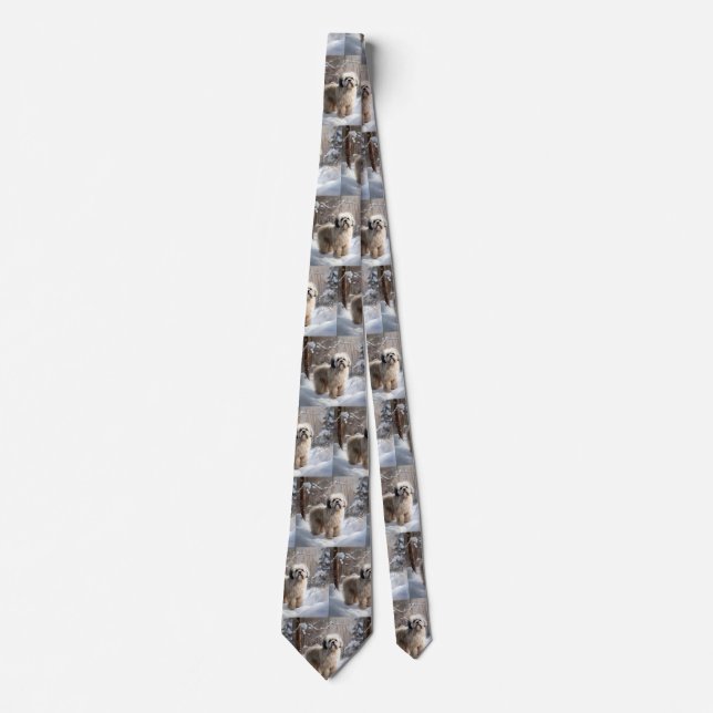 Lhasa Apso Let It Snow Christmas  Neck Tie (Front)