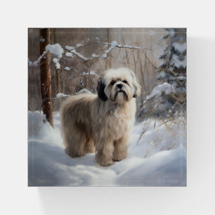 Lhasa Apso Let It Snow Christmas Paperweight
