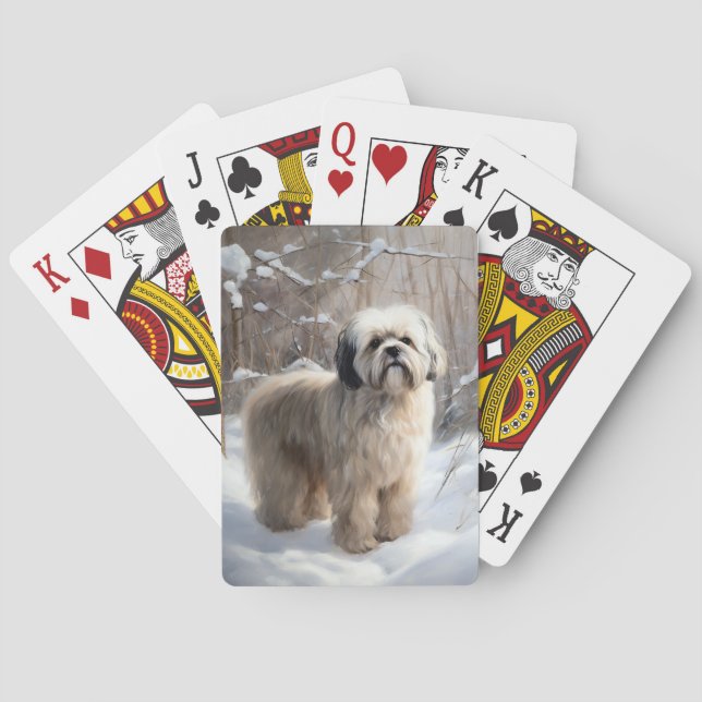 Lhasa Apso Let It Snow Christmas  Poker Cards (Back)