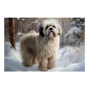 Lhasa Apso Let It Snow Christmas Poster
