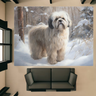Lhasa Apso Let It Snow Christmas Rug