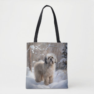 Lhasa Apso Let It Snow Christmas Tote Bag