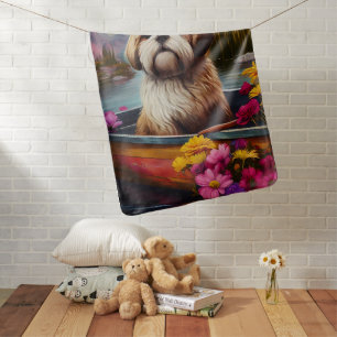 Lhasa Apso on a Paddle: A Scenic Adventure Baby Blanket