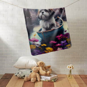 Lhasa Apso on a Paddle: A Scenic Adventure Baby Blanket
