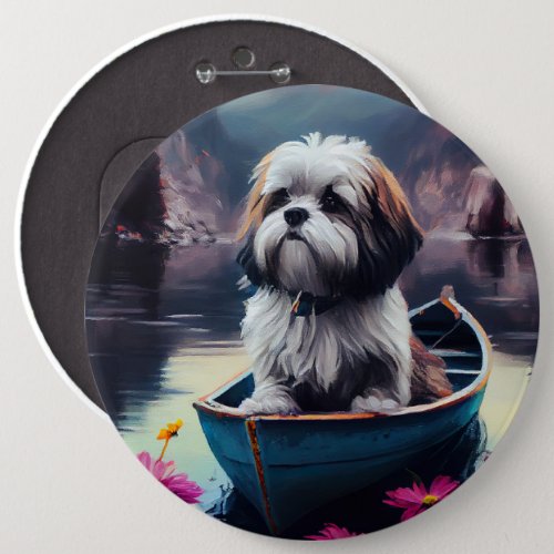 Lhasa Apso on a Paddle A Scenic Adventure Button