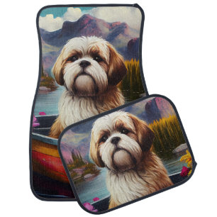 Lhasa Apso on a Paddle: A Scenic Adventure Car Floor Mat