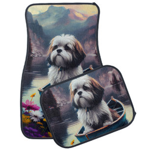 Lhasa Apso on a Paddle: A Scenic Adventure Car Floor Mat