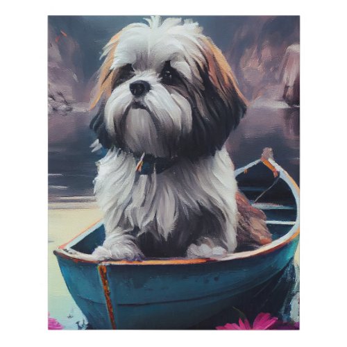 Lhasa Apso on a Paddle A Scenic Adventure Faux Canvas Print