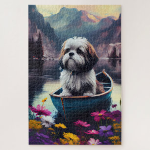 Lhasa Apso on a Paddle: A Scenic Adventure Jigsaw Puzzle