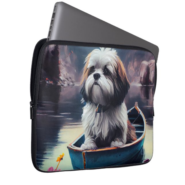 Lhasa Apso on a Paddle: A Scenic Adventure Laptop Sleeve (Front Right)